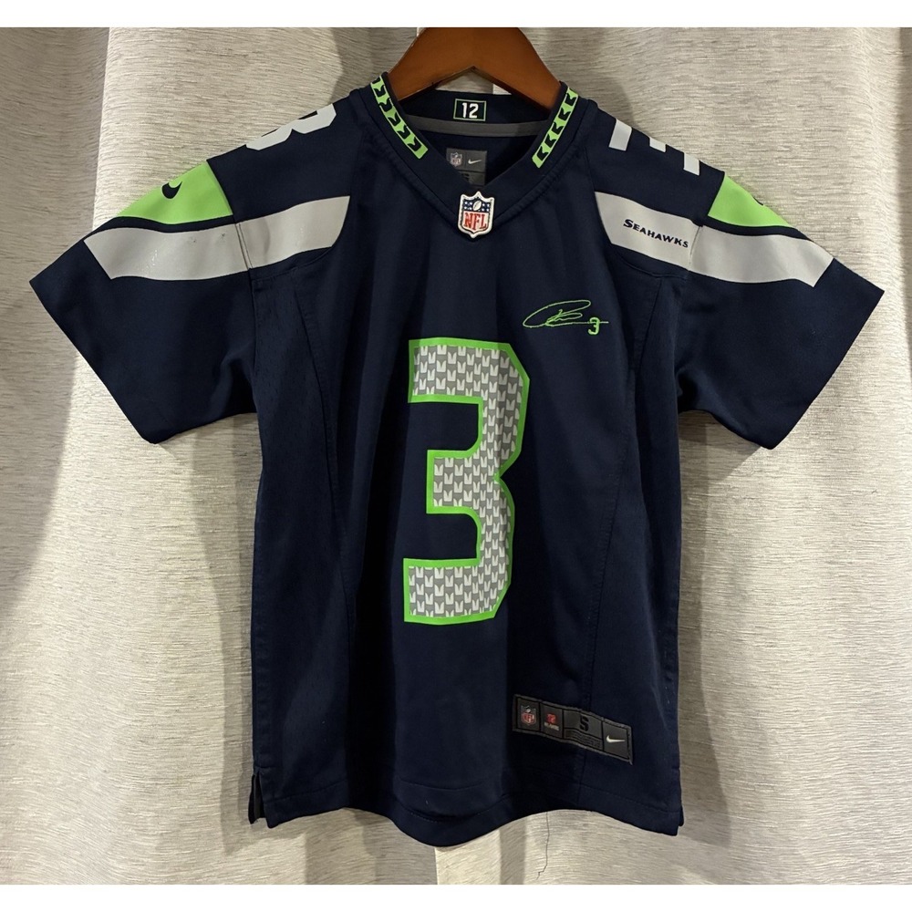 Seattle Seahawks #3 Russell Wilson Nike NFL Football Jersey Boys Size Small Blue